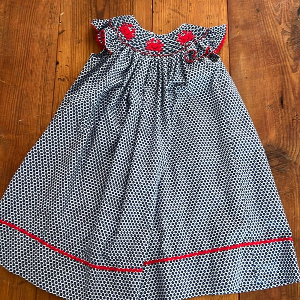 Classic Whimsy Crab Smocked Dress Size 3T